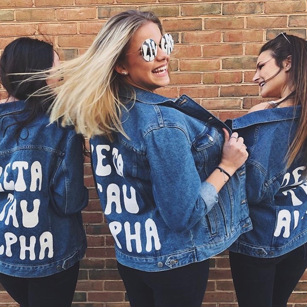 Zeta Tau Alpha hand painted jean jacket